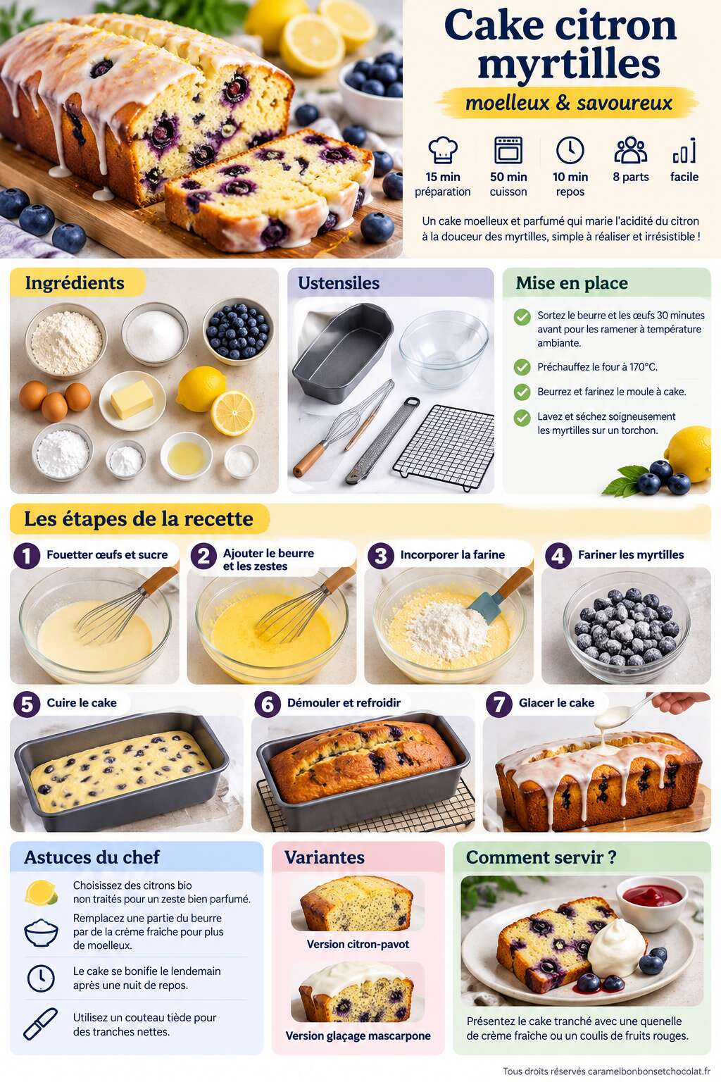 Fiche recette Recette de cake citron myrtilles moelleux & savoureux Fiche recette Recette de cake citron myrtilles moelleux & savoureux