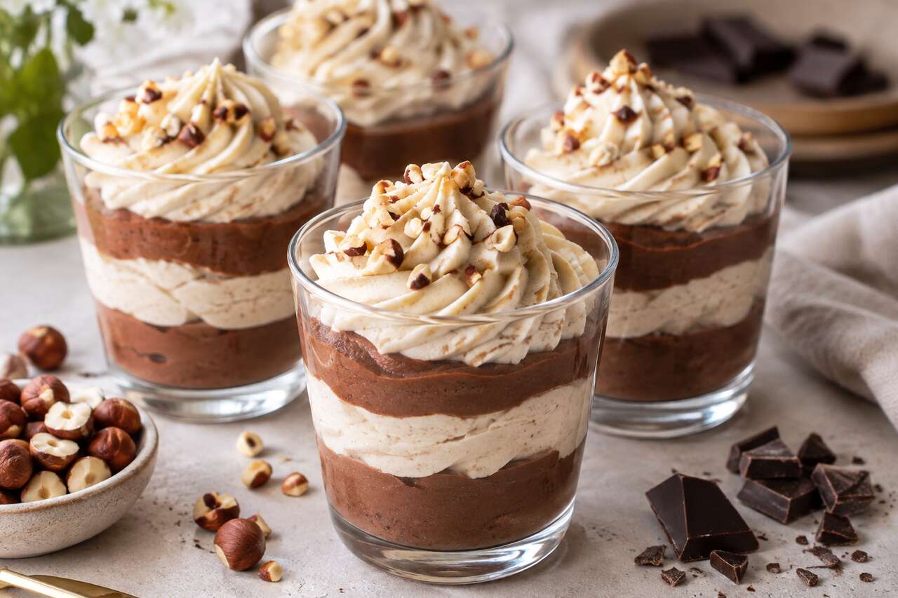 Mousse au chocolat et chantilly pralinée : recette gourmande