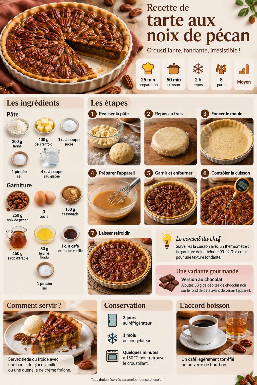 Fiche recette Recette de tarte aux noix de pécan Fiche recette Recette de tarte aux noix de pécan