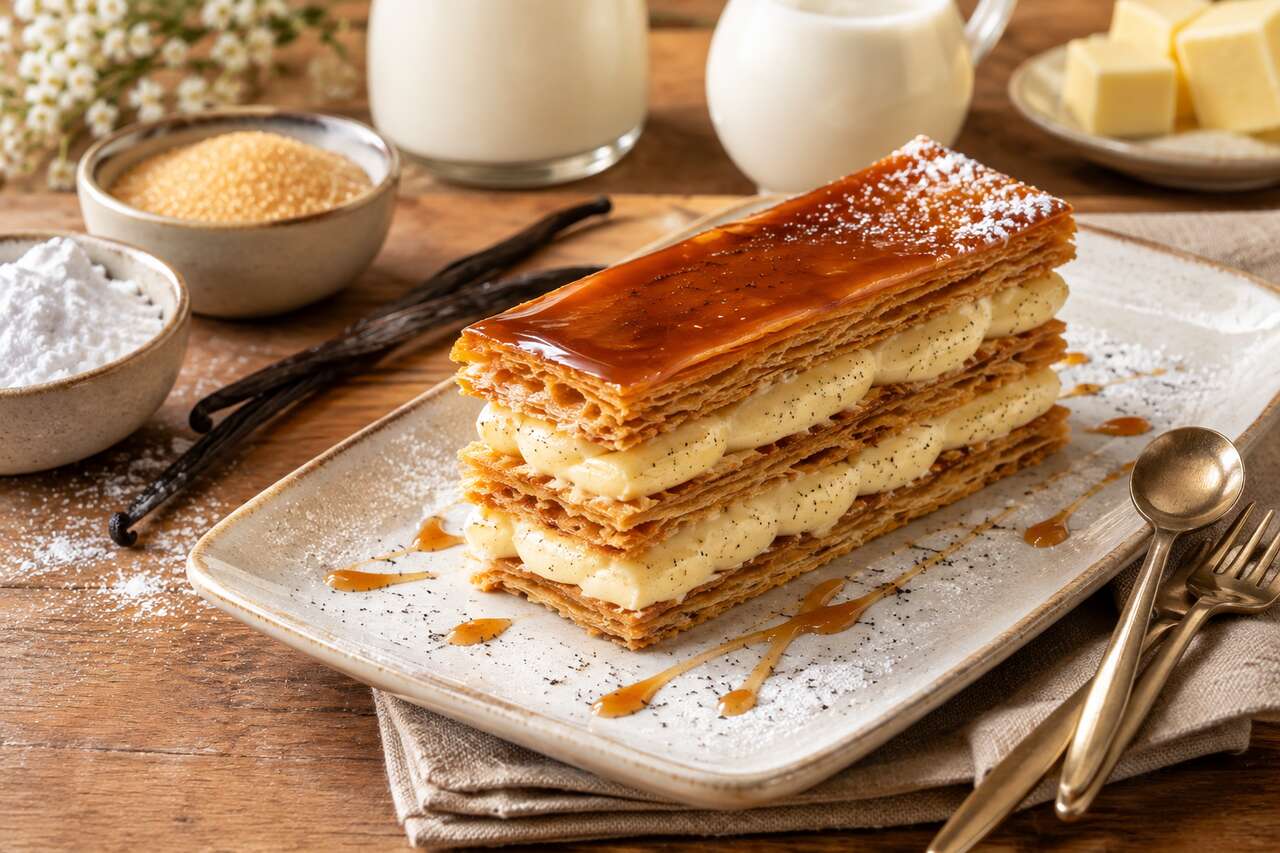 Recette du mille-feuille vanille caramel